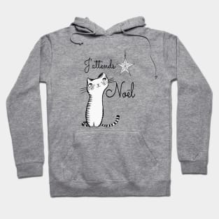 J'attends Noël - I wait for Christmas funny mischievous cat Hoodie